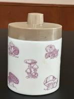 Vintage Voorraadpot met Paddenstoelen Decor - Wit/Paars, Antiek en Kunst, Ophalen of Verzenden