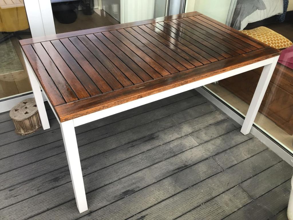 Tuintafel te koop., Tuin en Terras, Tuintafels, Gebruikt, Rechthoekig, Teakhout, Ophalen
