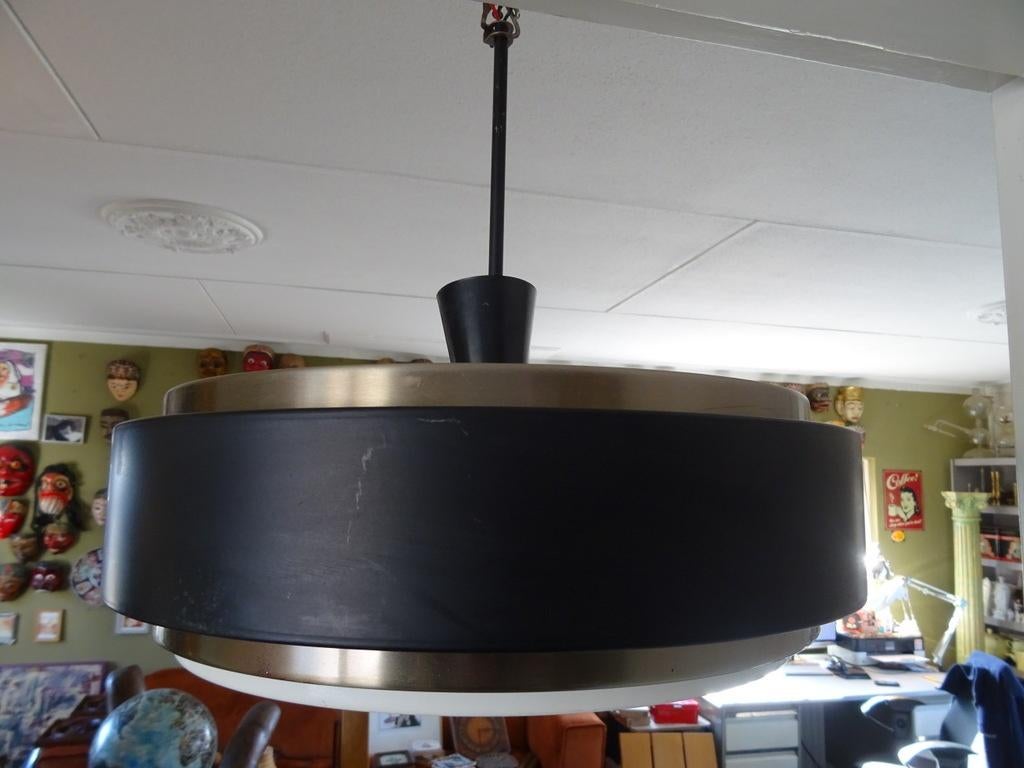 Vintage design hanglamp Hiemstra Evolux mod 8063 Space age, Space Age, Gebruikt, Hiemstra Evolux, Ophalen of Verzenden