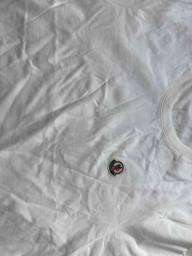 Witte Moncler T-shirt met logo, Kleding | Heren, T-shirts, Ophalen of Verzenden, Nieuw, Wit