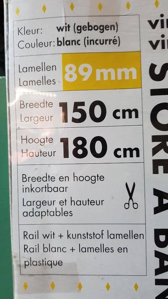Verticale lamellen 89mm, 150 x 180 cm, nieuw in verpakking, Huis en Inrichting, Stoffering | Gordijnen en Lamellen, Nieuw, 150 tot 200 cm