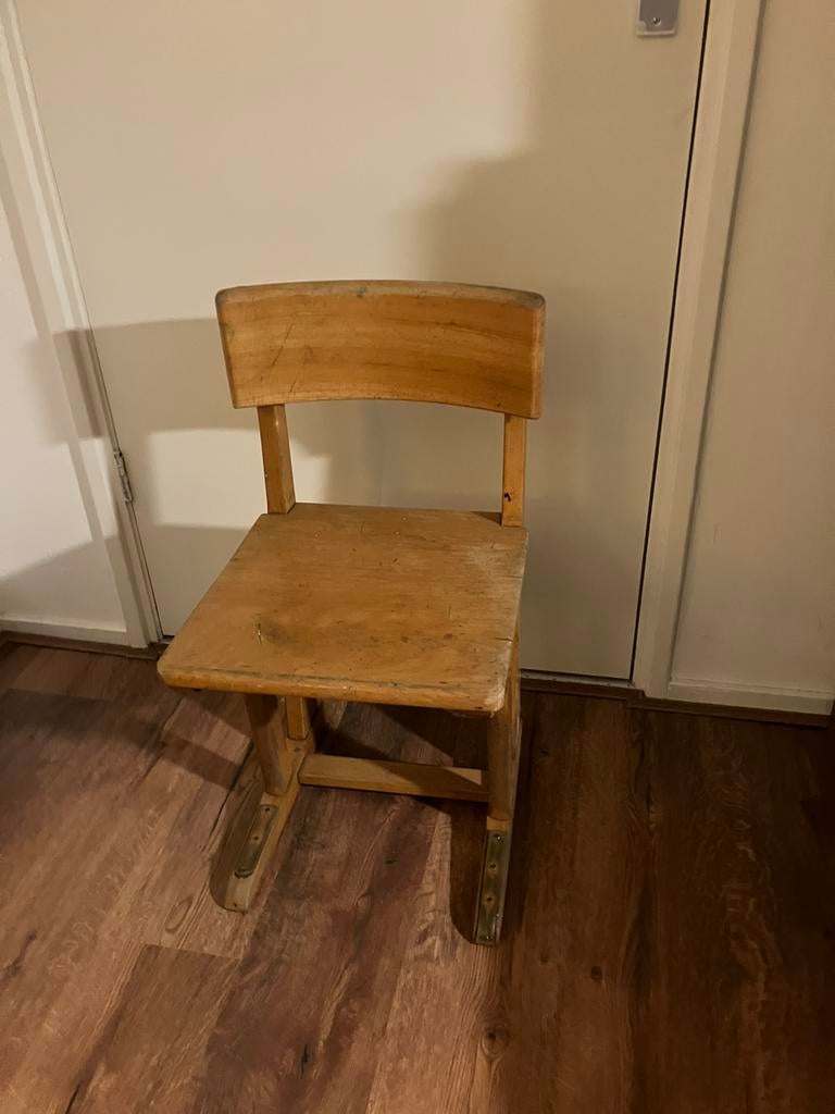 Vintage houten kinderstoel burostoel schoolstoel, Ophalen, Gebruikt, Stoel(en)