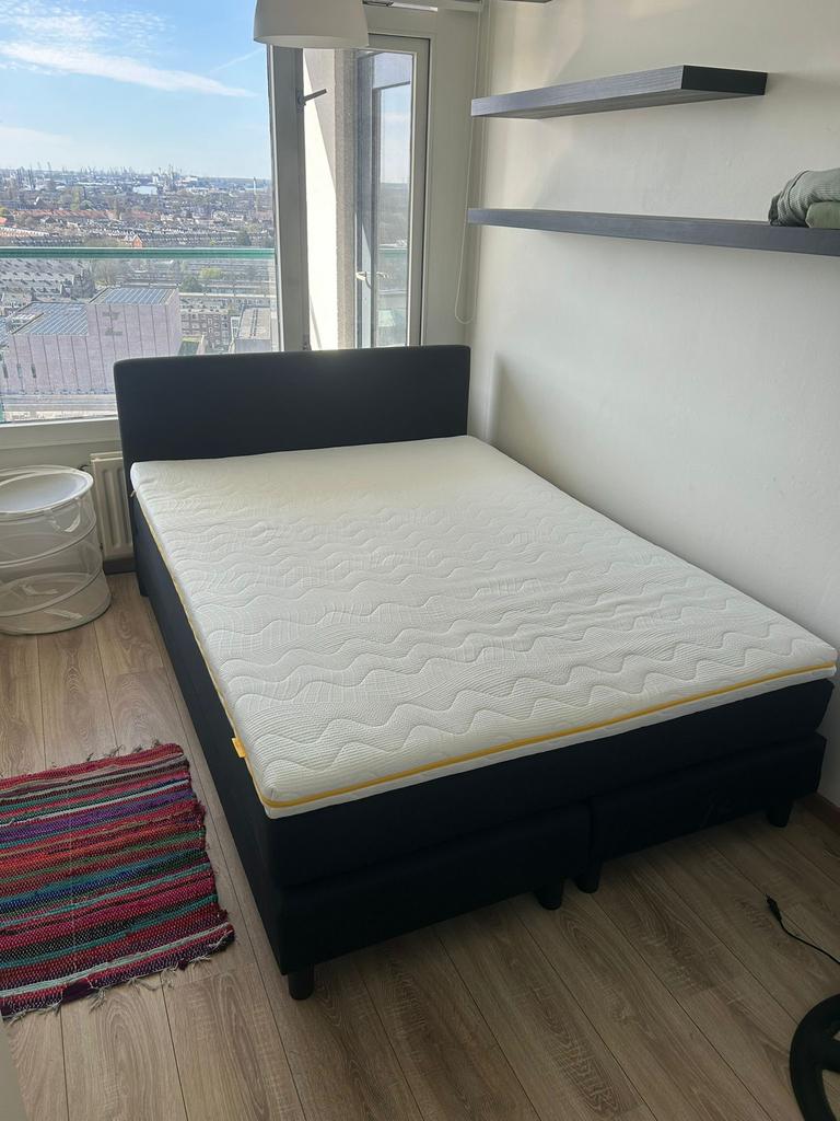 Boxspring met Topper - NIEUW !!!, Ophalen, Zwart, 200 cm, 160 cm