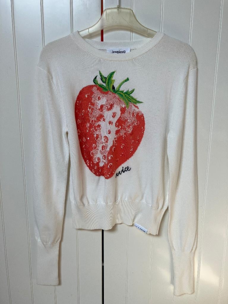 Nieuwe Desigual trui met aardbei, Kleding | Dames, Truien en Vesten, Wit, Nieuw, Ophalen of Verzenden, Desigual