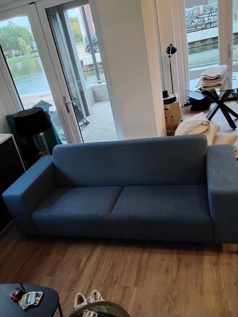 Montel bankje groen/blauw, Huis en Inrichting, Banken | Bankstellen, Ophalen, Minder dan 75 cm, Tweepersoons, Zo goed als nieuw