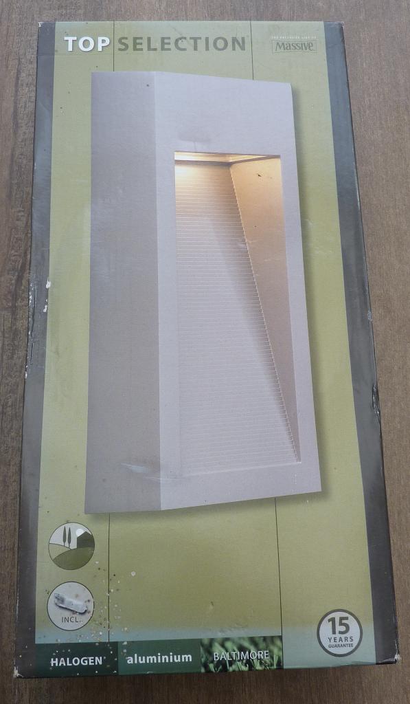 Massive Baltimore Buitenlamp halogeen, Tuin en Terras, Buitenverlichting, Zo goed als nieuw, Wandlamp, Aluminium, Minder dan 50 watt