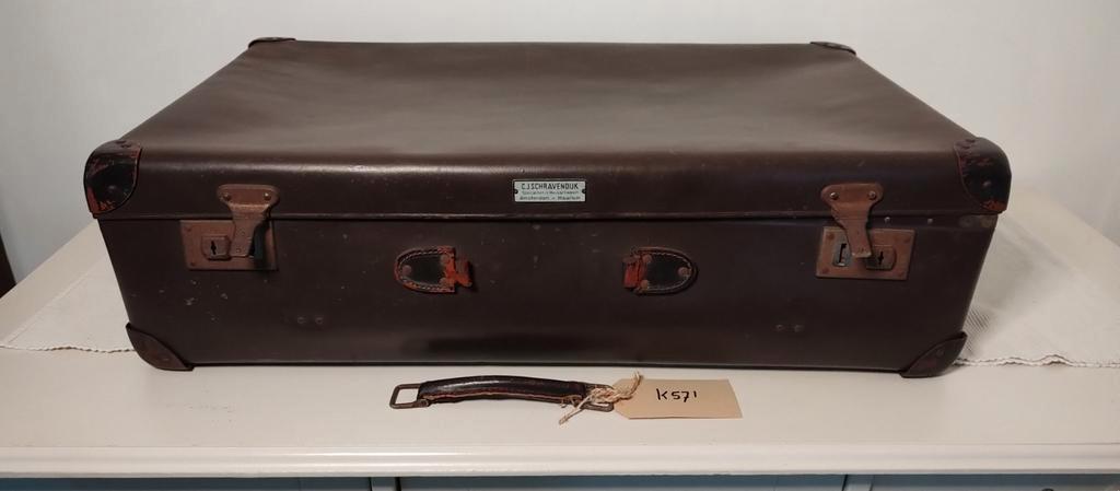 K571 VULVANFIBRE Koffer jaren 40 SCHRAVENDIJK, Gebruikt, Ophalen of Verzenden, 70 cm of meer, 2e hands