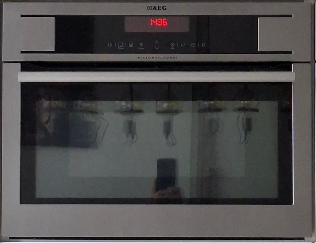 Combimagnetron oven AEG KM8403101M, Witgoed en Apparatuur, Ophalen, Magnetronfunctie, 45 tot 60 cm