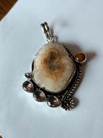 Zilveren hanger met solar agaat/tijgeroog, Overige voorstellingen, Bruin, Verzenden, Nieuw