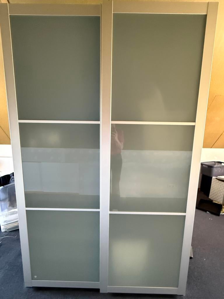 IKEA Pax Kast Metallic Bruin met Lades, Planken en Roedes, Overige materialen, Gebruikt, 100 tot 150 cm, 200 cm of meer