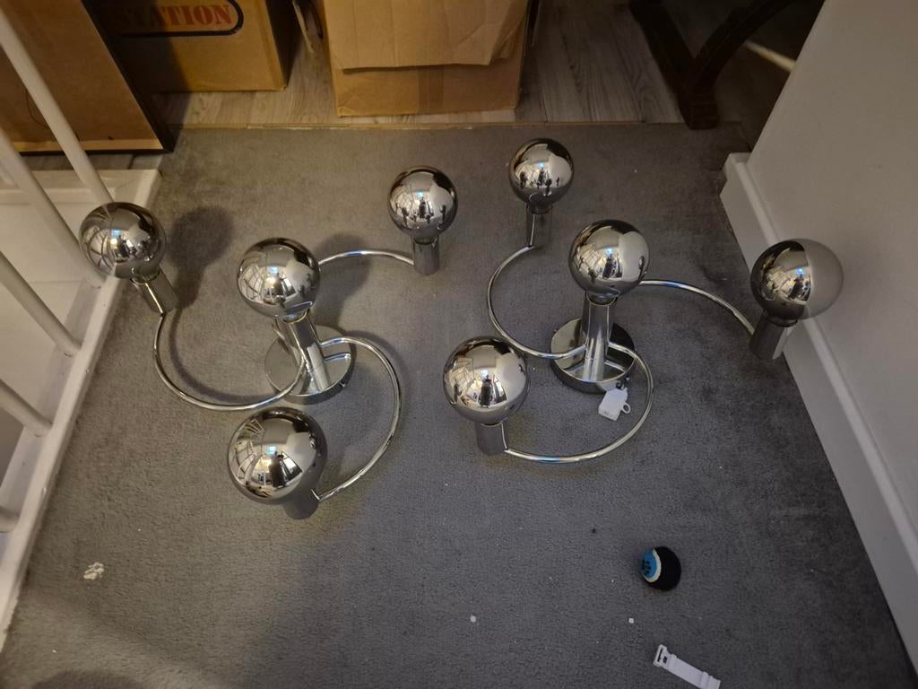 2 QAZQA Hanglampen met Smart Lampen (Tuya App), Ophalen, Zo goed als nieuw, Metaal, Modern