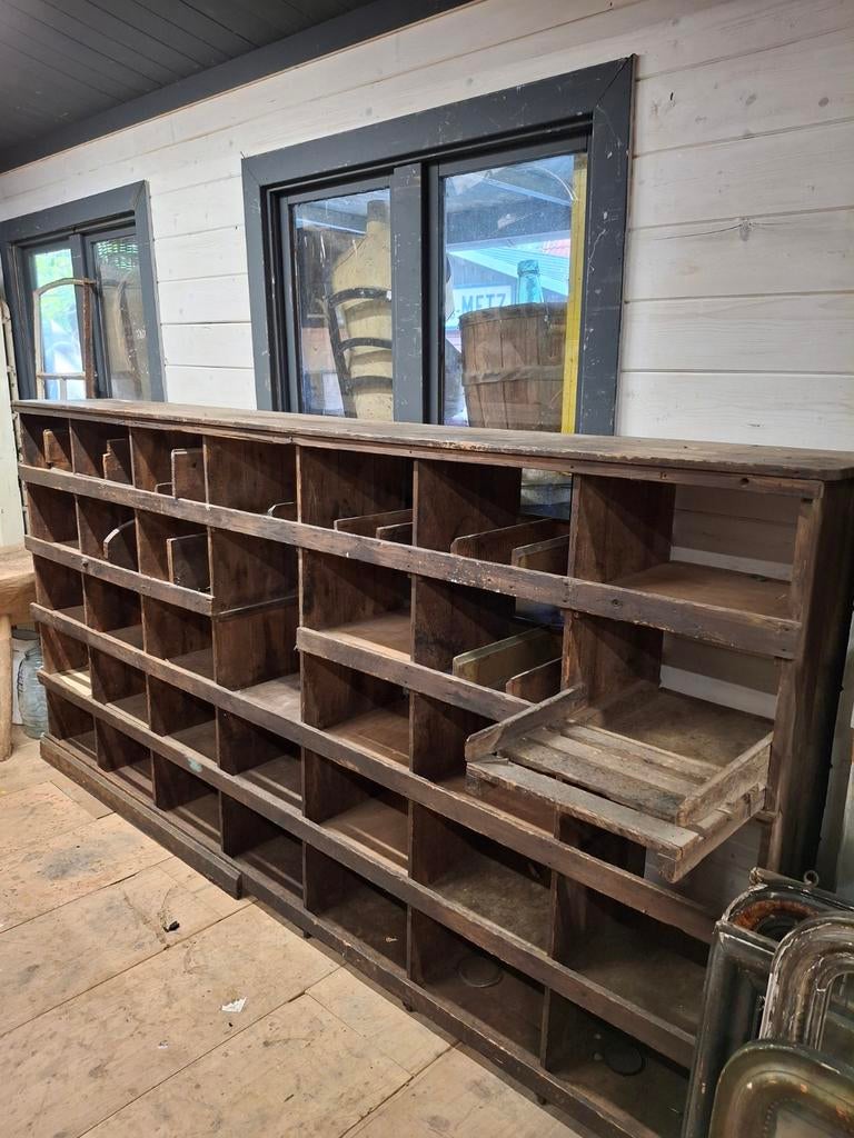 Oude vakkenkast grutterskast kast winkelkast brocante houten, Ophalen, Gebruikt