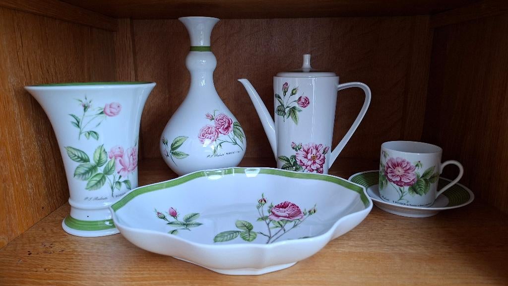 Porselein koffieset, 5delig van P.J. Redouté, Antiek en Kunst, Ophalen of Verzenden