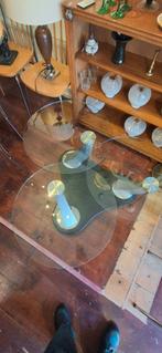 Vintage Design Salontafel met Roterende Glasplaten, Ophalen, Gebruikt, 50 tot 100 cm, 50 tot 100 cm