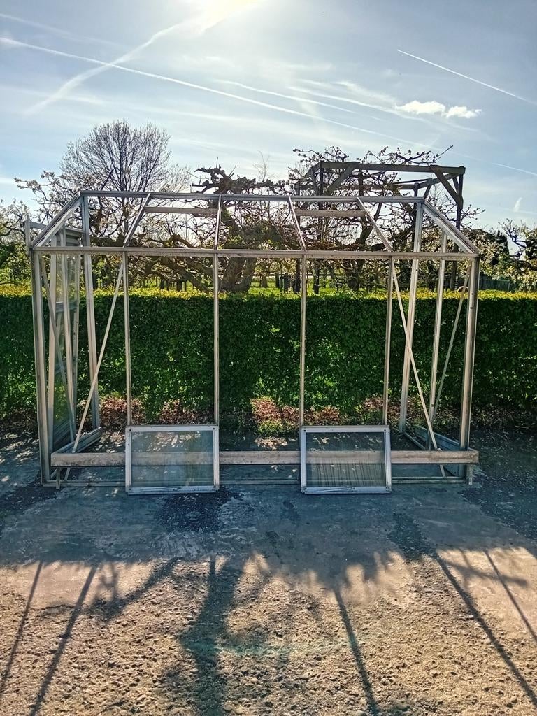 Tuinkas/muurkas van aluminium en glas 3.10 x 1.30 x 2.25 m, Tuin en Terras, Kassen, Ophalen, Gebruikt, Muurkas, Glas