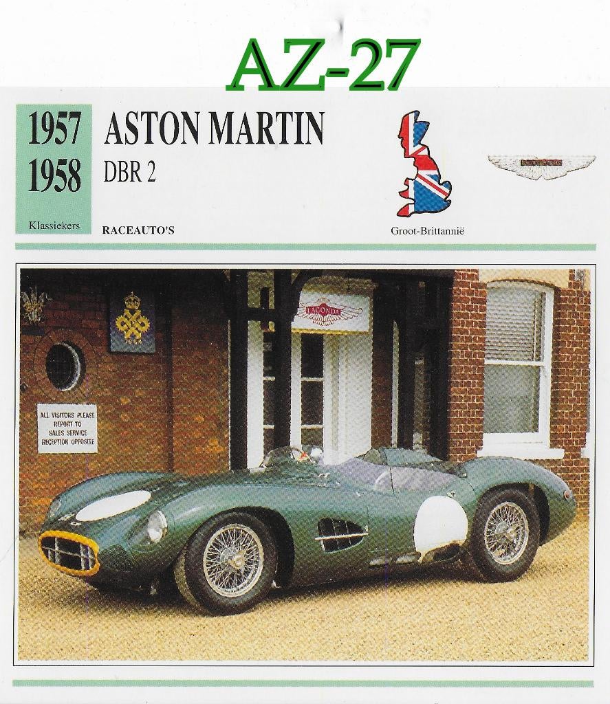 Az27 autokaart aston martin dbr 2 ( 1957 - 1958 ), Verzamelen, Ophalen of Verzenden, Zo goed als nieuw, Auto's