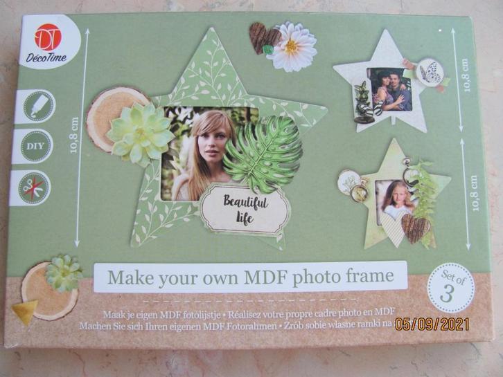 NIEUW verpakking KNUTSELSET DecoTime 3 x FOTO LIJSTJES ster, Hobby en Vrije tijd, Knutselen, Nieuw, Materiaal, Ophalen of Verzenden