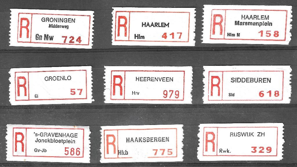 Nederland Aantekenstrookjes - 10, Postzegels en Munten, Postzegels | Nederland, Ophalen of Verzenden, Na 1940