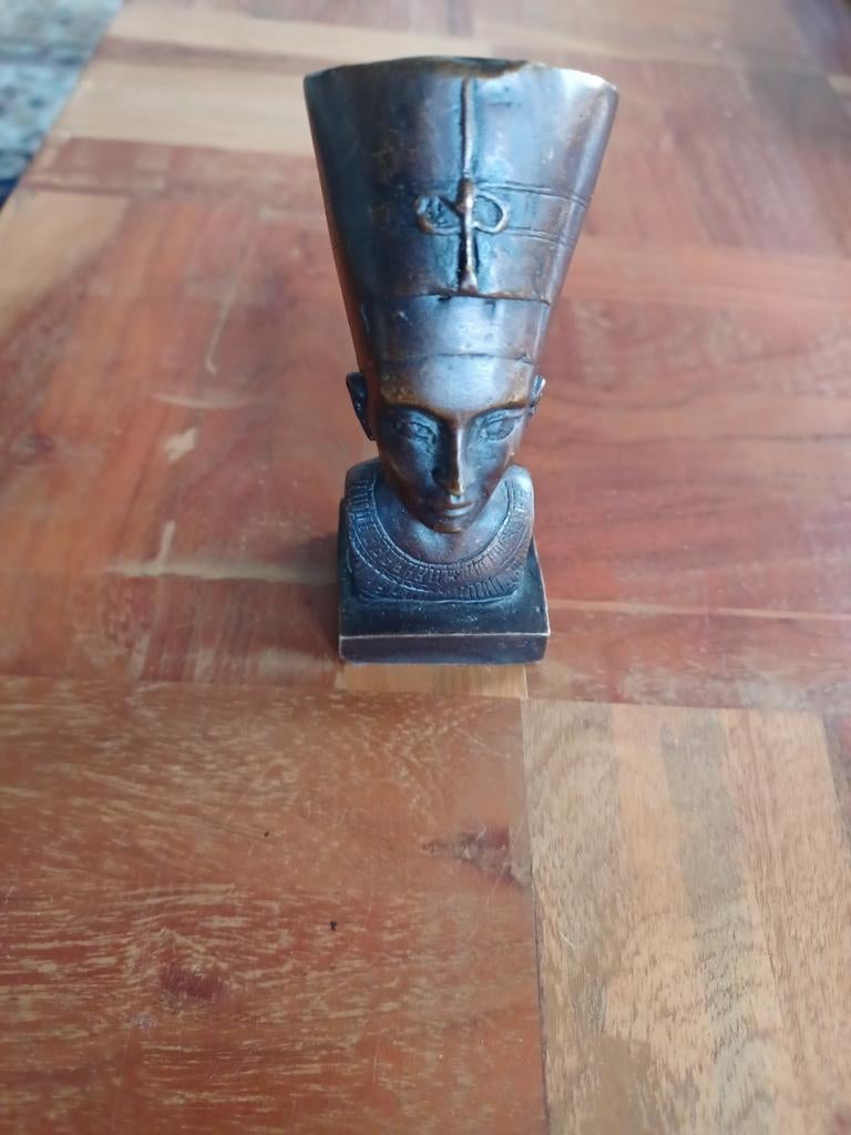 Bronze replica van Egyptische koningin Nefertiti., Ophalen of Verzenden