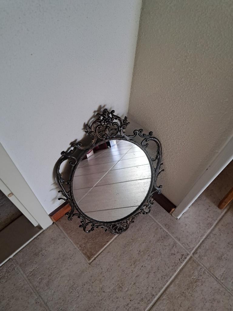 Mooie spiegel met koperen lijst, Ophalen of Verzenden, Rechthoekig, Minder dan 50 cm, Minder dan 100 cm