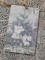 Brocant kerst label op karton, Ophalen