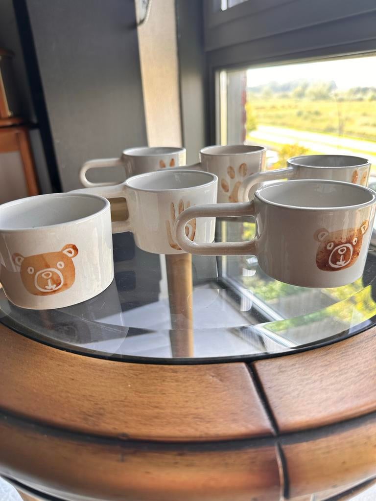 Handgemaakte keramieken thee/koffie mokken met berenprint, Ophalen, Keramiek, Nieuw, Overige stijlen