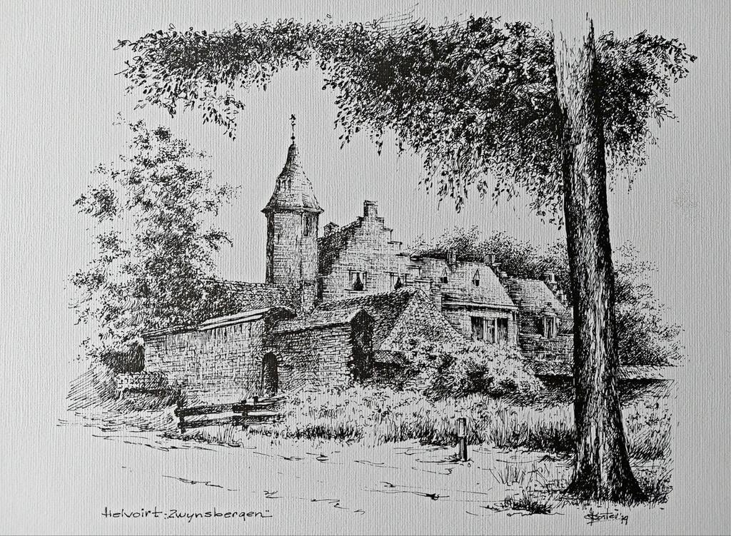 Helvoirt ... Kasteel Zwynsbergen '79 ..., Antiek en Kunst, Kunst | Tekeningen en Foto's, Ophalen of Verzenden