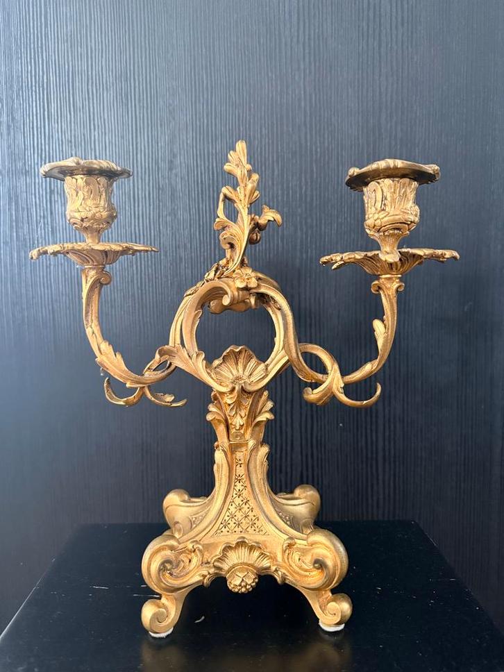 Antieke Rococo Kandelaber, Verguld Brons, 19e Eeuw, Antiek en Kunst, Antiek | Kandelaars, Koper of Brons, Ophalen