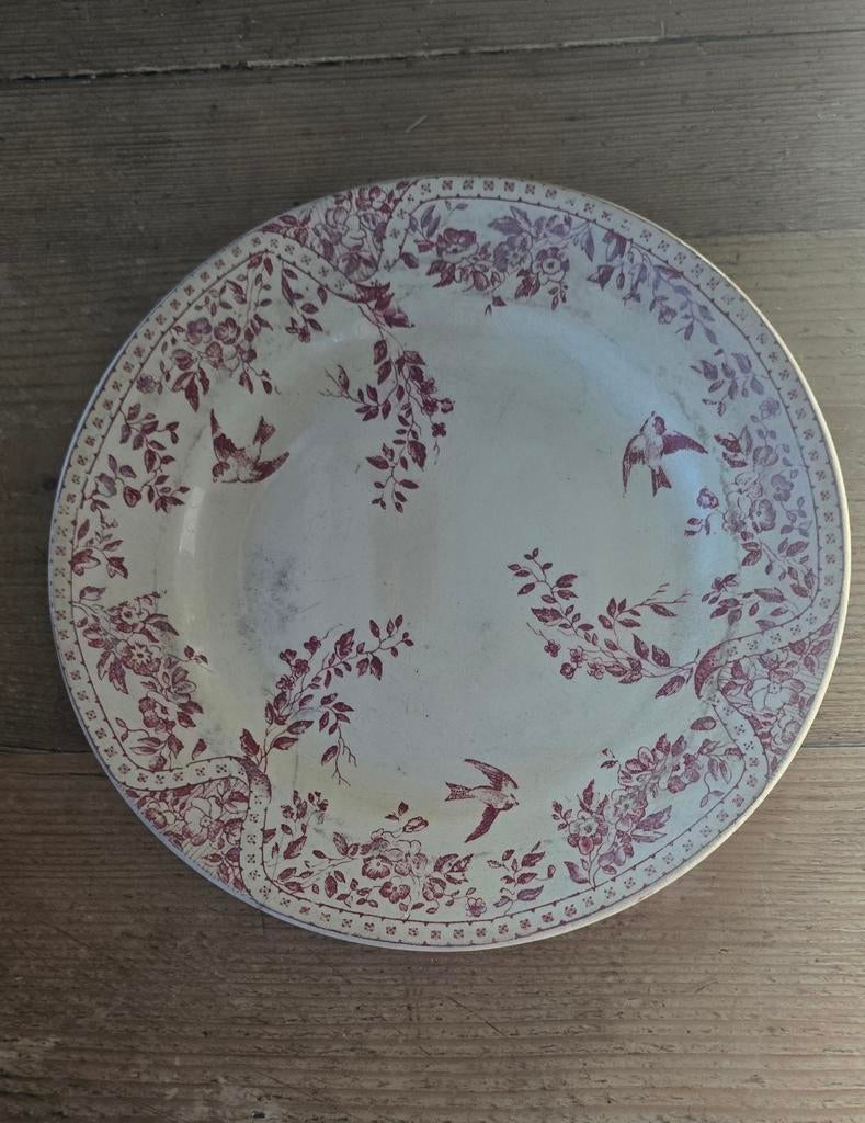 Antiek bord bordje met vogels Grand Depot Paris E. Bourgeois, Ophalen of Verzenden