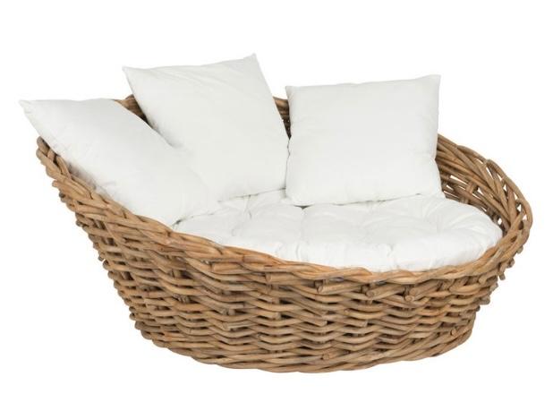 Ronde loungebank rotan, 2 zitplaatsen, Rotan, Ophalen of Verzenden, Zo goed als nieuw