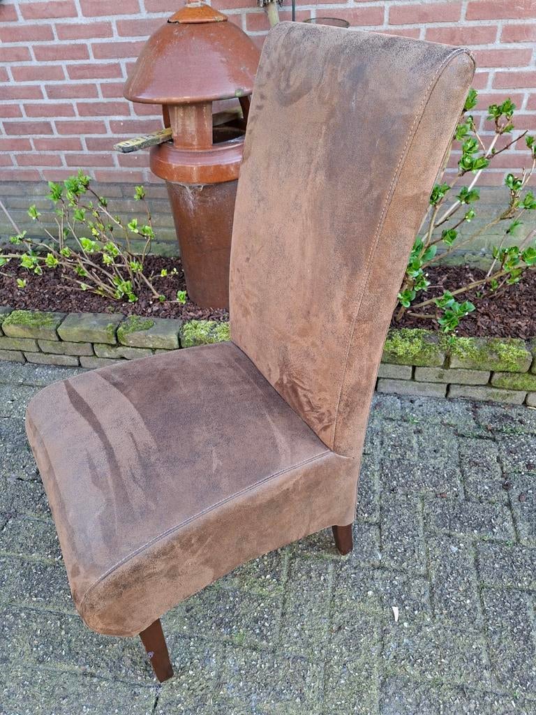 Bruine leren eetkamerstoel, Huis en Inrichting, Ophalen of Verzenden, Gebruikt, Bruin, Vijf, Zes of meer stoelen