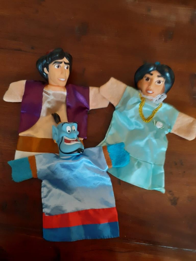 Aladdin handpoppen poppenkastpoppen Disney, Ophalen of Verzenden, Zo goed als nieuw, Pop