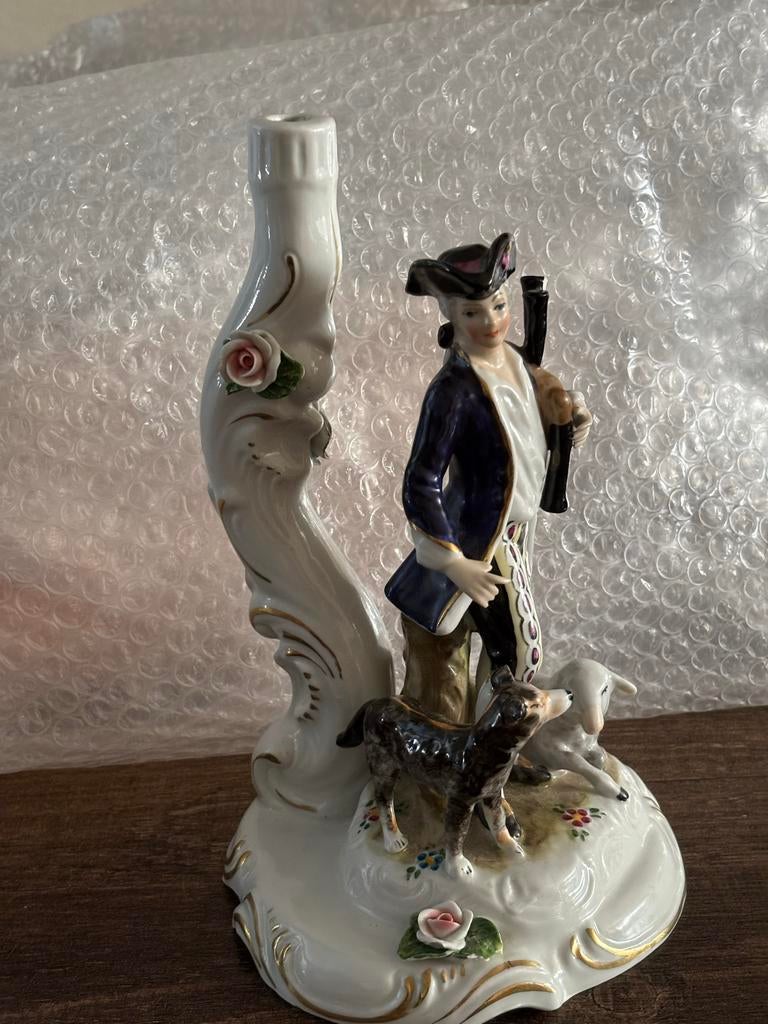 Meissen Porseleinen Vaas met Herder…… Vintage, Ophalen of Verzenden, Keramiek of Aardewerk