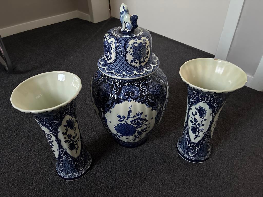 Delfts Blauw Boch Holland Vaas en Pot Set, Ophalen of Verzenden