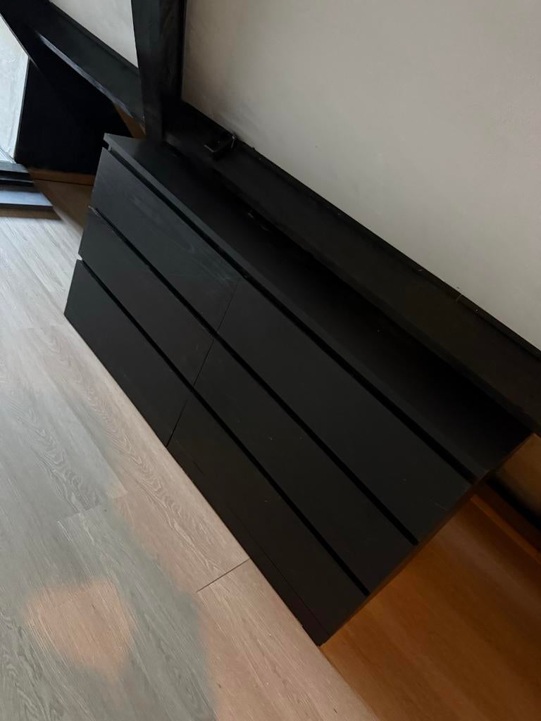 IKEA Malm ladekast - Zwart met lichte gebruikssporen, Ophalen, Gebruikt, 5 laden of meer, 100 tot 150 cm