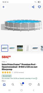 Groot rond zwembad 610 cm met trap en afdekzeil, Ophalen