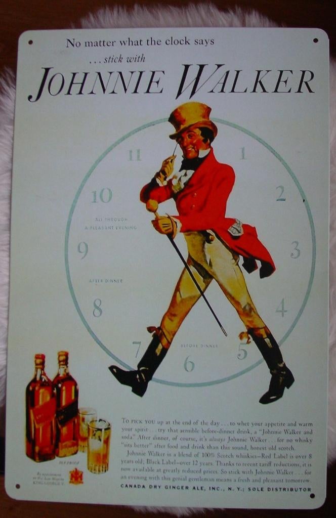 JOHNNIE WALKER REKLAME -METAAL-, Verzamelen, Ophalen of Verzenden, Gebruikt, Reclamebord