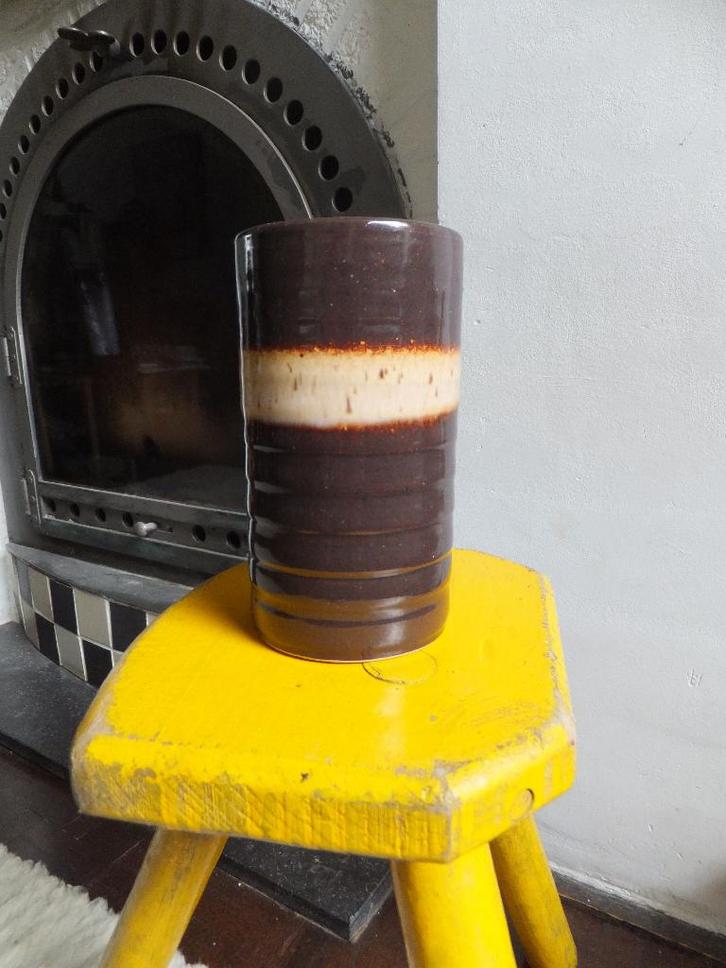 met verzenden vintage geribbeld vaas bloempotje druipglazuur, Huis en Inrichting, Woonaccessoires | Overige, Verzenden