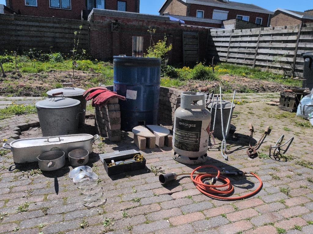 Complete raku oven met toebehoren en reductie emmers, Ophalen, Gebruikt