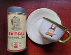 Oud Emaille Kop en Schotel & Oud Zwitsal Blikje voor € 10, Antiek en Kunst, Ophalen