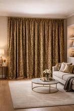 Luxe goud/brons damast gordijn, 264x364 cm, op maat gemaakt, Ophalen of Verzenden, Gebruikt, Bruin, 200 cm of meer