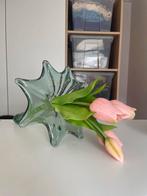 Vintage murano kelk glazen vaas - Groen, uniek design, Ophalen of Verzenden