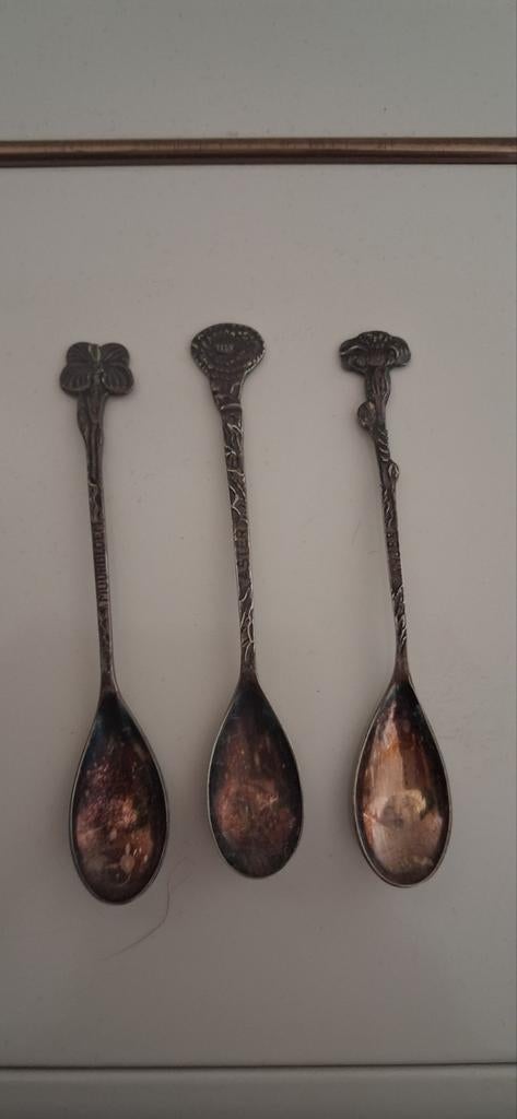 Drie verzilverde lepeltjes, Antiek en Kunst, Ophalen of Verzenden