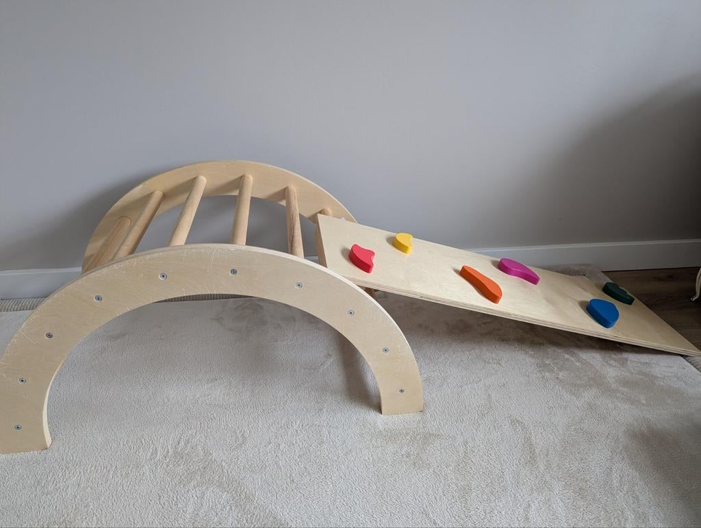 Houten Klimboog met Klimplank - Montessori Speelgoed, Kinderen en Baby's, Speelgoed | Buiten | Speeltoestellen, Ophalen, Gebruikt