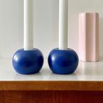 2 vintage Deens design KANDELAREN blauw Scandinavisch retro, Overige materialen, Gebruikt, Blauw, Ophalen of Verzenden
