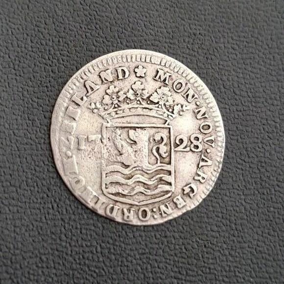 Hoedjesschelling 1728 zeeland zilver zeldzaam middelburg, Vóór koninkrijk, Zilver, Losse munt, Overige waardes