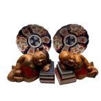 Houten boekensteunen, Aziatisch jongetje en meisje, Antiek en Kunst, Ophalen of Verzenden