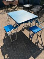 Opklapbare campingtafel met 4 krukjes, Ophalen, Gebruikt, Campingtafel