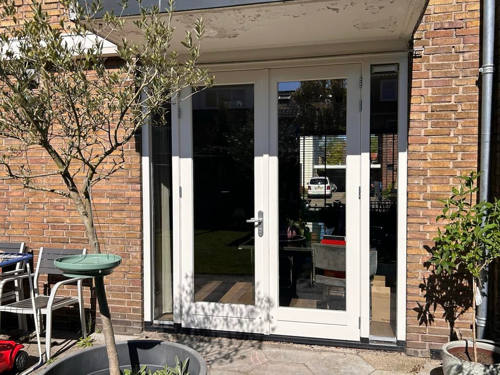 Houten openslaande terrasdeuren / tuindeuren, Doe-het-zelf en Verbouw, Deuren en Horren, Ophalen, Hout, 120 cm of meer, 215 cm of meer