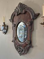 Ossenoog spiegel met kandelaars, Antiek en Kunst, Ophalen of Verzenden, Ovaal, Minder dan 50 cm, Minder dan 100 cm